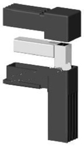 Łącznik plastikowy z rdzeniem metalowym do profili aluminiowych 30x30x2mm, typ 2D2 V30 M, czarny 