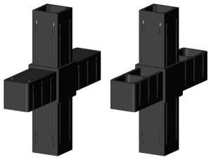Łącznik plastikowy  profil aluminiowy 25x25x2 czarny Typ : 2D4 V25 X2C