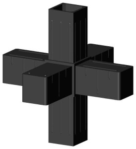 Łącznik plastikowy profil aluminiowy 40x40x2 czarny typ :  3D6 V40 X2C