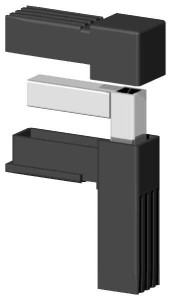 Łącznik plastikowy z rdzeniem metalowym do profili aluminiowych 20x20x1,5mm, typ 2D2 V20 M , czarny 