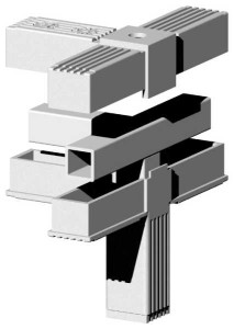 Łącznik plastikowy z rdzeniem metalowym, gwint M10, do profili aluminiowych 25x25x1,5mm, typ 3D4 V25 MS M10