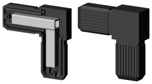 Łącznik plastikowy z rdzeniem metalowym do profila prostokątnego 30x20x2 czarny typ : 2D2 V30X20 X2CHM
