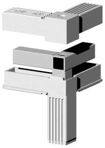 Łącznik plastikowy z rdzeniem metalowym, gwint M10, do profili aluminiowych 25x25x1,5mm, typ 3D3 V25 MS M10