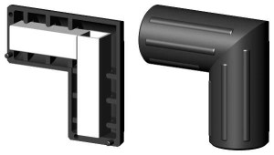 Łącznik plastikowy z rdzeniem metalowym, czarny, składany do profil aluminiowy rura okrągła 40x2mm  typ :  2D2 R40 X2M