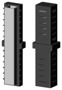 Łącznik plastikowy z rdzeniem metalowym do profili aluminiowych 20x15x1,5  typ 1D2 V20X15 X1,5CM czarny