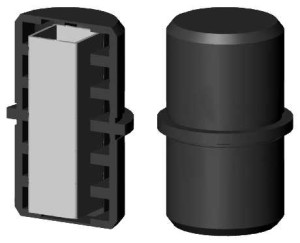 Łącznik plastikowy z rdzeniem metalowym, czarny, składany do profil aluminiowy rura okrągła 60x4mm  typ :  1D2 R60 X4M