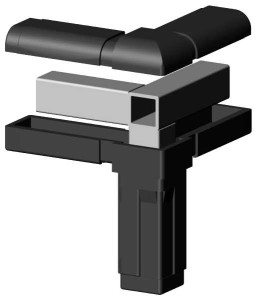 Łącznik plastikowy z rdzeniem metalowym zaokrąglony profil aluminiowy 25x25x1,5 typ : 3D3 V25 X1,5MOC