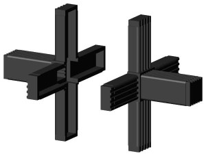 Łącznik plastikowy, rozkładany,  profil aluminiowy 30x30x2 czarny Typ : 3D6 V30 X2R 