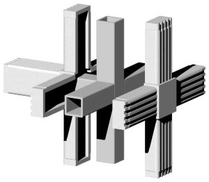 Łącznik plastikowy z rdzeniem metalowym do profili 30x30x2mm, typ 3D5 V30 MS 