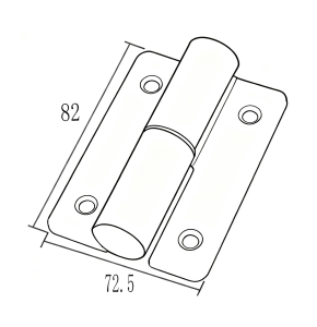 Zawias prawy samodomykający – stal nierdzewna, 82x72,5mm