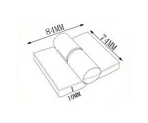 Zawias lewy samodomykający – plastikowy z rdzeniem stalowym i metalowymi skrzydełkami, 84x74mm