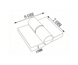 Zawias prawy samodomykający – plastikowy z rdzeniem stalowym i metalowymi skrzydełkami, 84x74mm