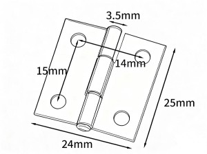 Zawias, stal nierdzewna, AISI 201, 25x24mm