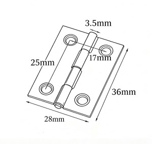 Zawias, stal nierdzewna, AISI 201, 36x28mm