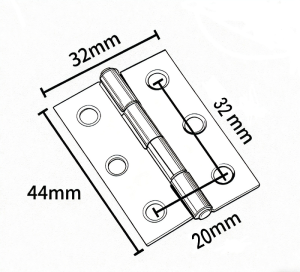 Zawias, stal nierdzewna, AISI 201, 44x32mm