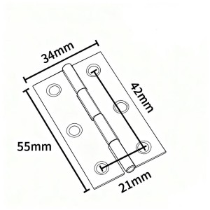 Zawias, stal nierdzewna, AISI 201, 55x34mm