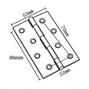 Zawias, stal nierdzewna, AISI 201, 88x53mm