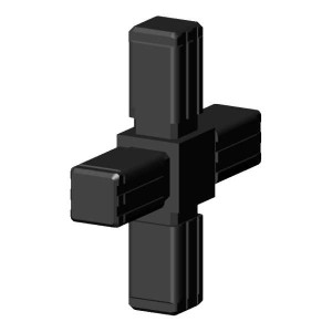 Łącznik plastikowy do profili aluminiowych typ 2D4 V13 C, czarny, do rura kwadratowa 13x13x1