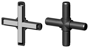 Łącznik plastikowy z rdzeniem metalowym do profili aluminiowych rura okrągła 20x1,5mm typ : 2D4 R20 X1,5MC