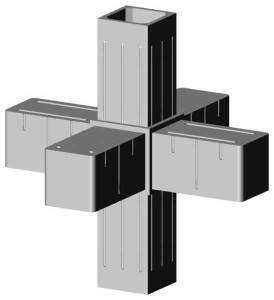 Łącznik plastikowy profil aluminiowy 20x20x1,5 szary  typ :  3D6 V20 