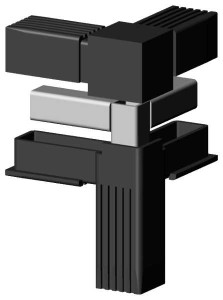 Łącznik plastikowy z rdzeniem metalowym do profili aluminiowych 20x20x1,5mm, typ 3D3 V20 M , czarny 