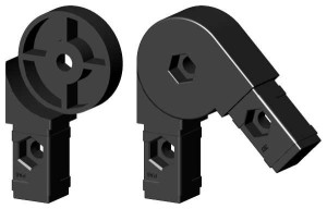 Łącznik plastikowy  kątowy 45°-200° rura kwadratowa 30x30x2  czarny  Typ : 2D2 V30 CM8